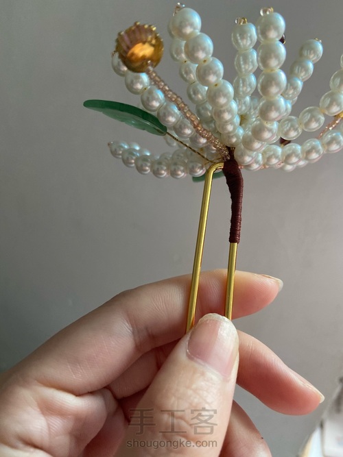 仿故宫文物菊花珠钗-手工客官网