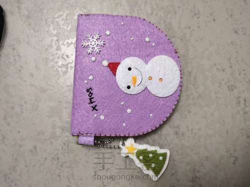 不织布小雪人零钱包制作过程