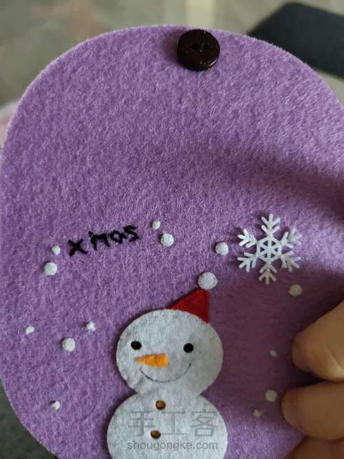 不织布小雪人零钱包制作过程