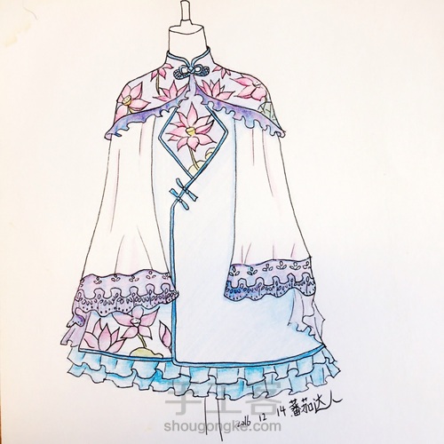 lolita中国风手绘服装 第7步