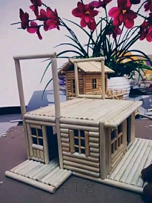 一次性筷子工艺品 手工制作diy小楼别墅模型 成品