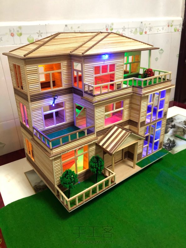 一次性筷子别墅模型
