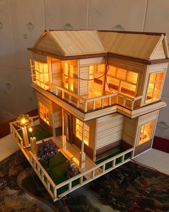 一次性筷子现代别墅模型